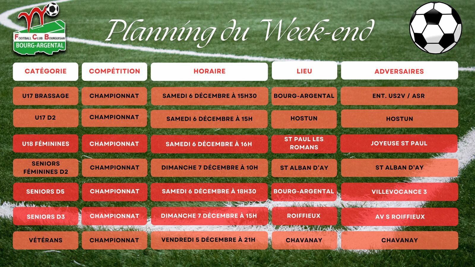 🗓️Planning du Week-end⚽🔴⚪ (Suite)