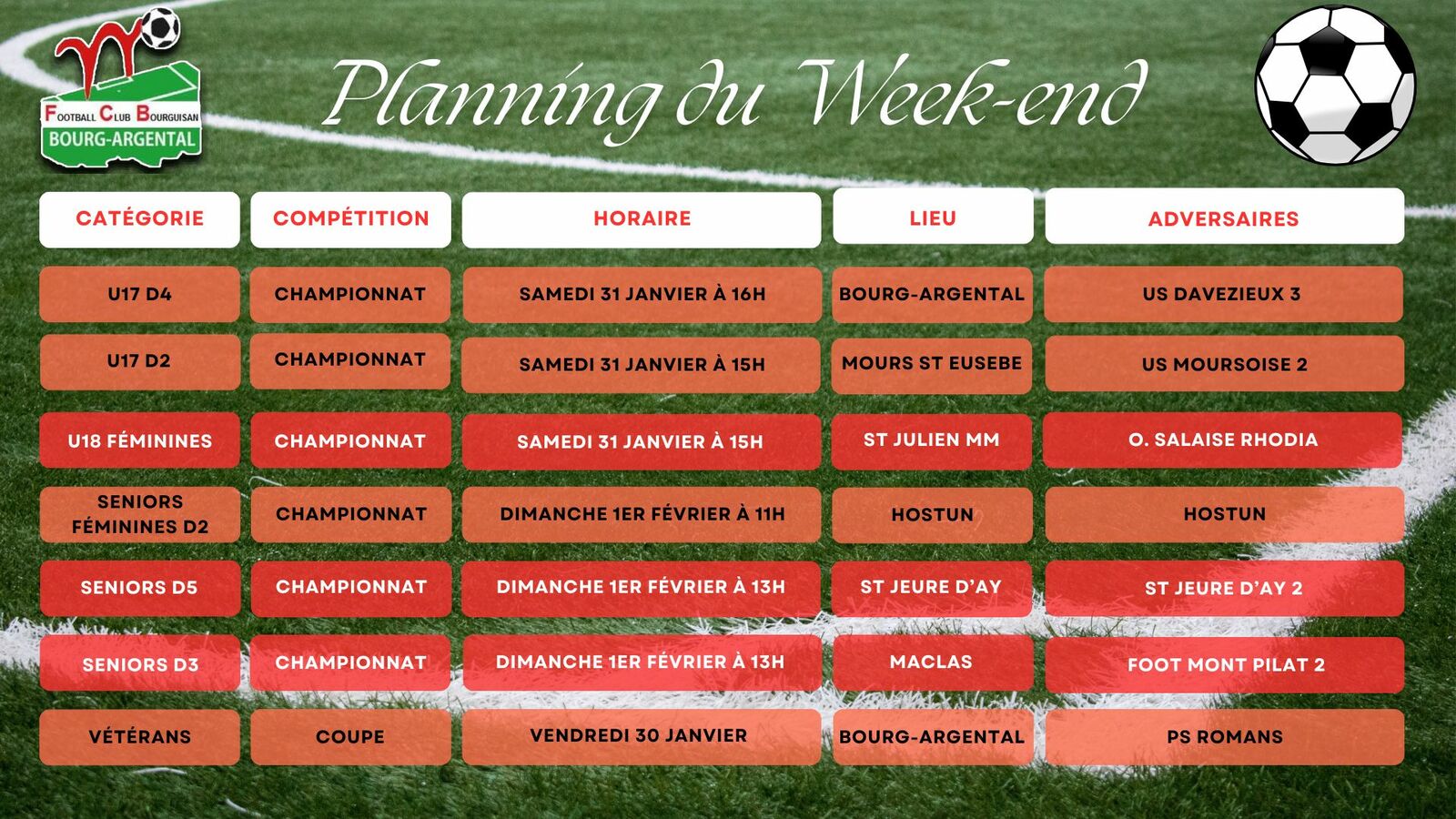 🗓️Planning du Week-end⚽🔴⚪ (Suite)