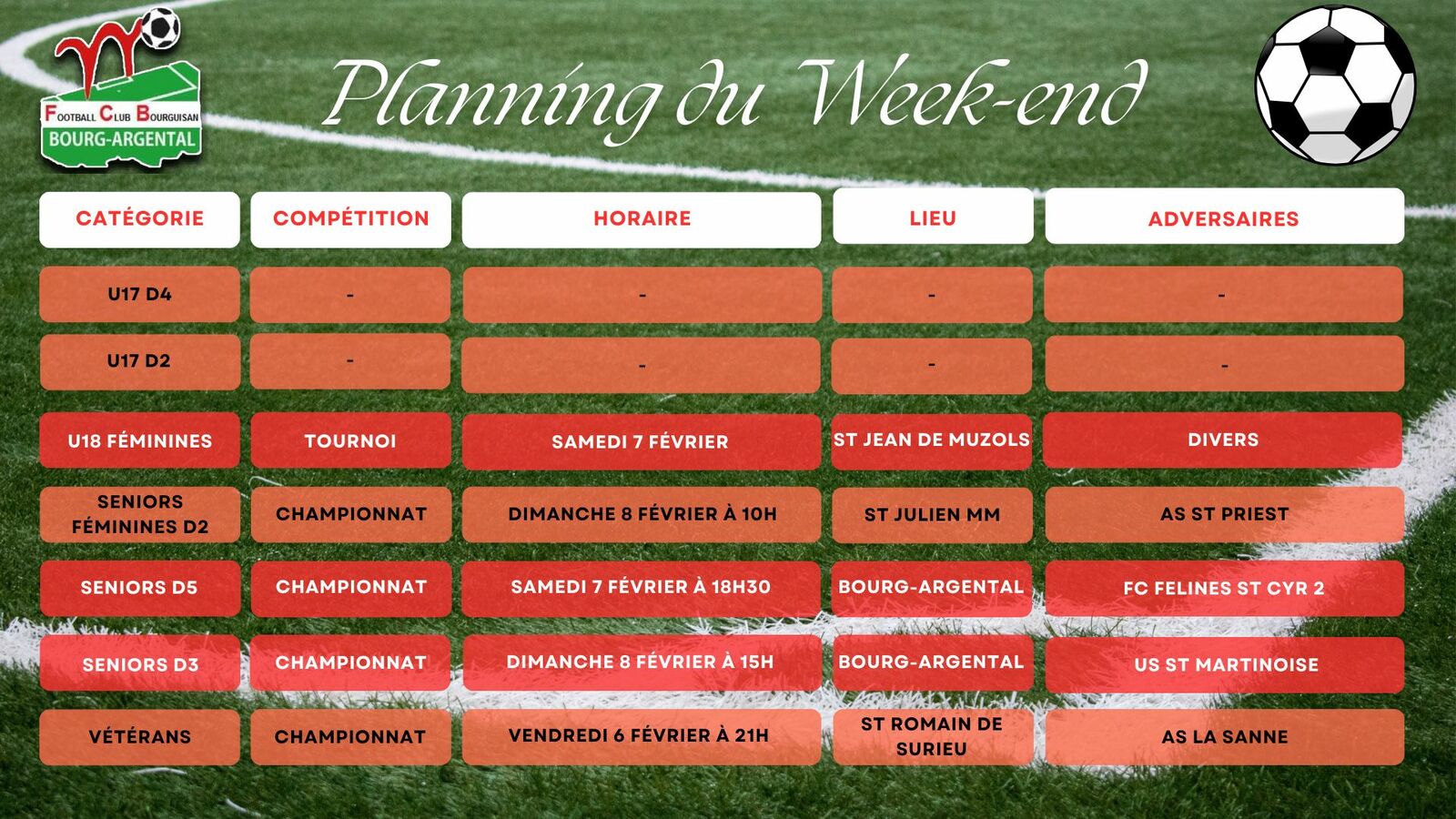 🗓️Planning du Week-end⚽🔴⚪ (Suite)