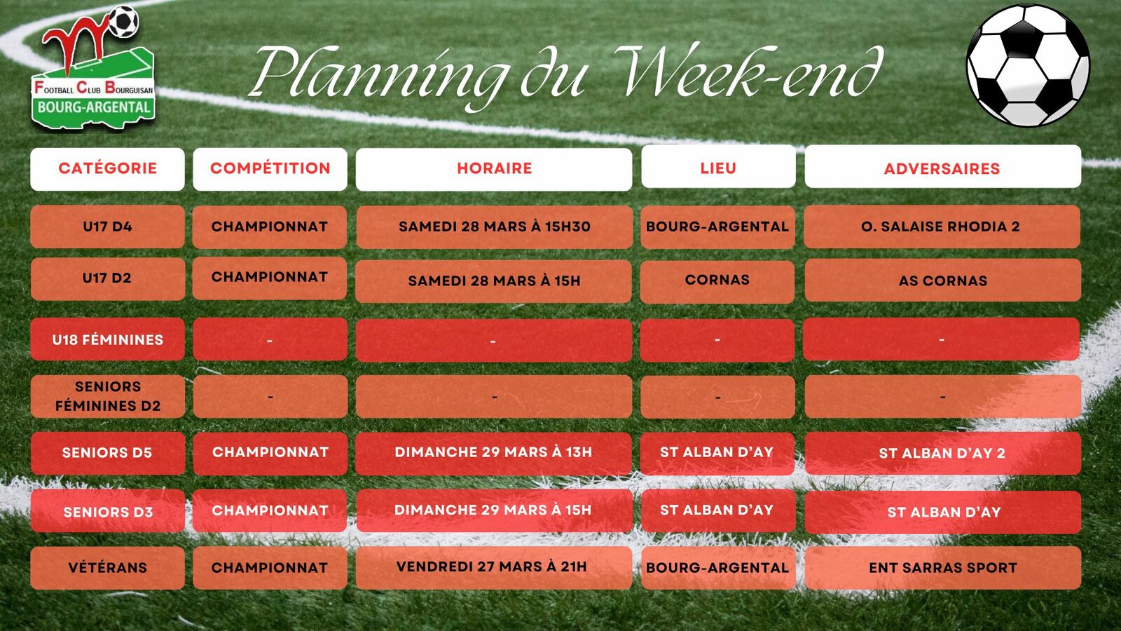 🗓️Planning du Week-end⚽🔴⚪ (Suite)