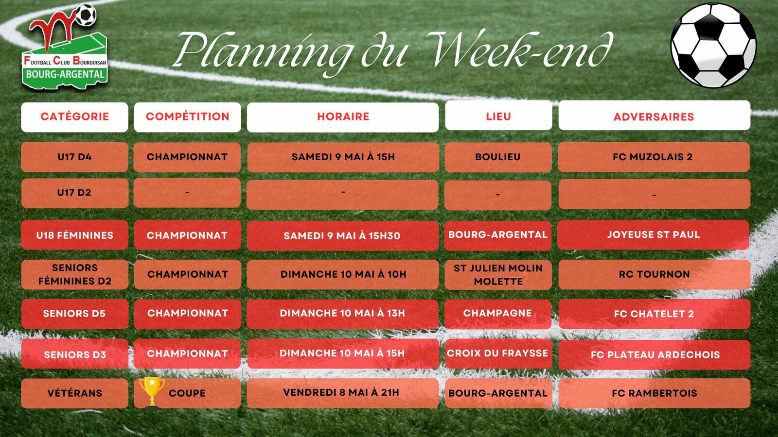 🗓️Planning du Week-end⚽🔴⚪ (Suite)