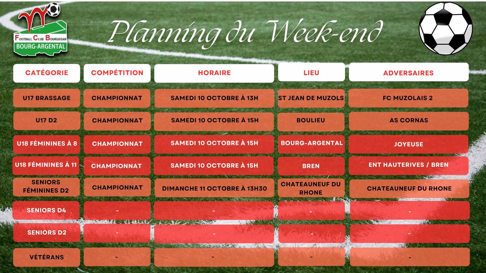 🗓️Planning du Week-end⚽🔴⚪ (Suite)