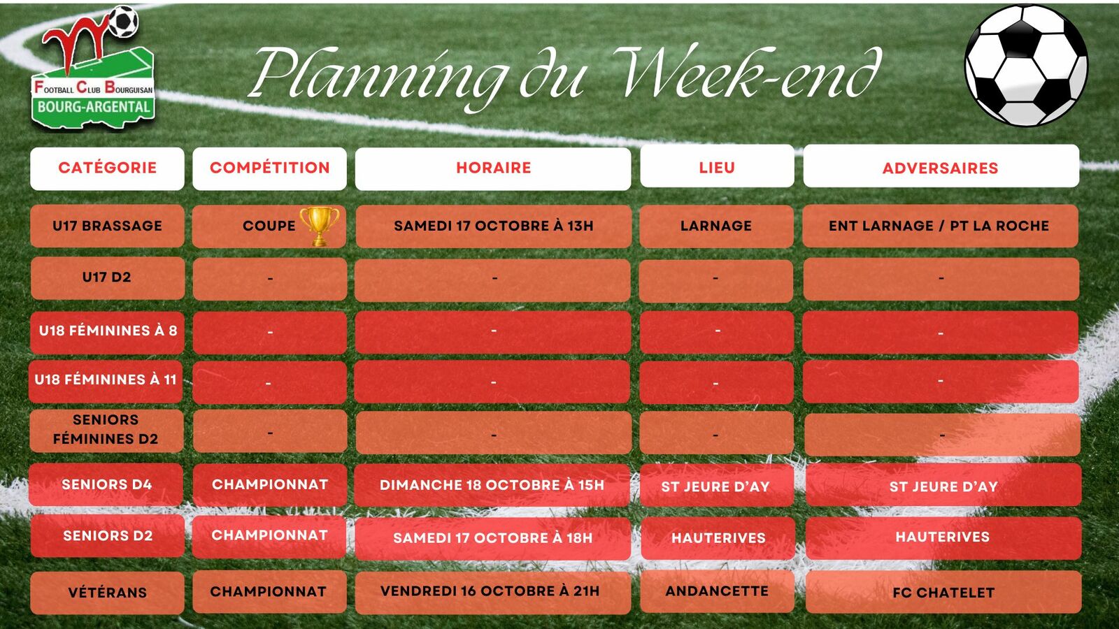 🗓️Planning du Week-end⚽🔴⚪ (Suite)