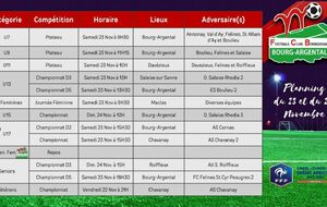 ⚽️Planning du Week-end du 22, 23 et 24 Novembre 🔴⚪️