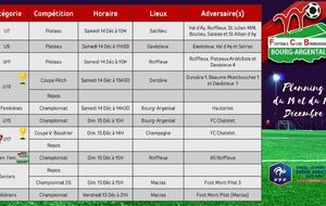 ⚽️Planning du Week-end du 13, 14 et 15 Décembre 🔴⚪️