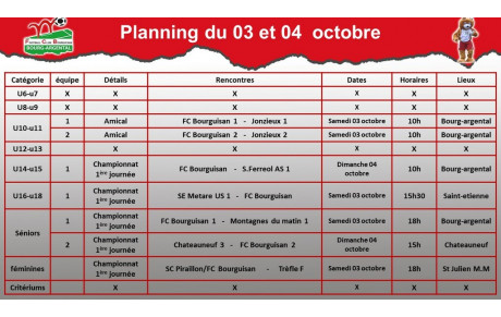 planning du week-end 