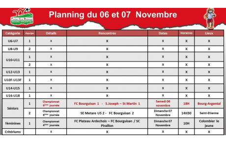 📅planning du week-end 📅