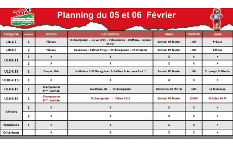 planning du week-end