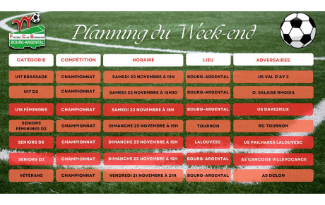 🗓️Planning du Week-end⚽🔴⚪ (Suite)