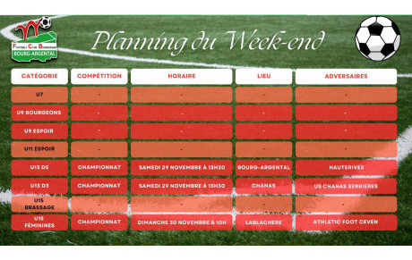 🗓️Planning du Week-end⚽🔴⚪