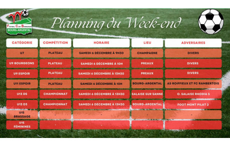 🗓️Planning du Week-end⚽🔴⚪