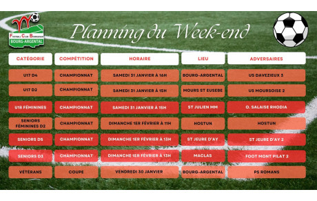 🗓️Planning du Week-end⚽🔴⚪ (Suite)