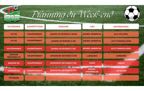 🗓️Planning du Week-end⚽🔴⚪ (Suite)