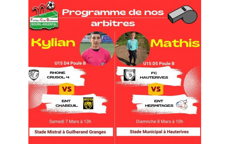 Planning de nos arbitres