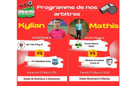 Planning de nos arbitres